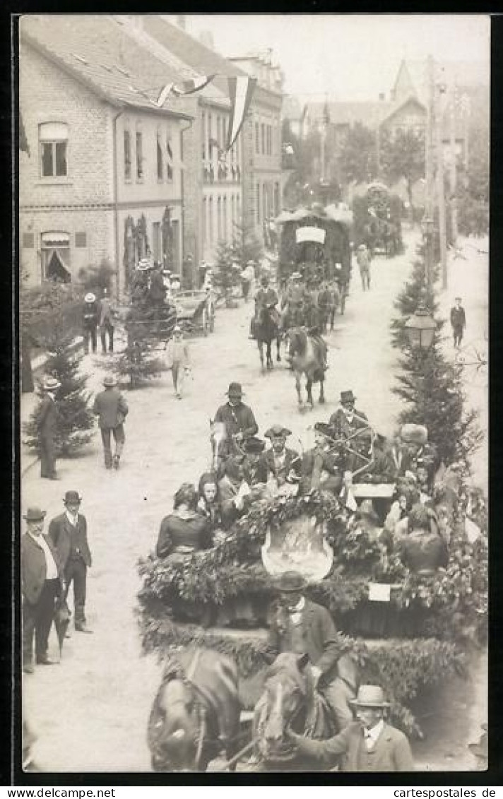 Foto-AK Schlüchtern /Hessen, Festzug mit Pferdekarren