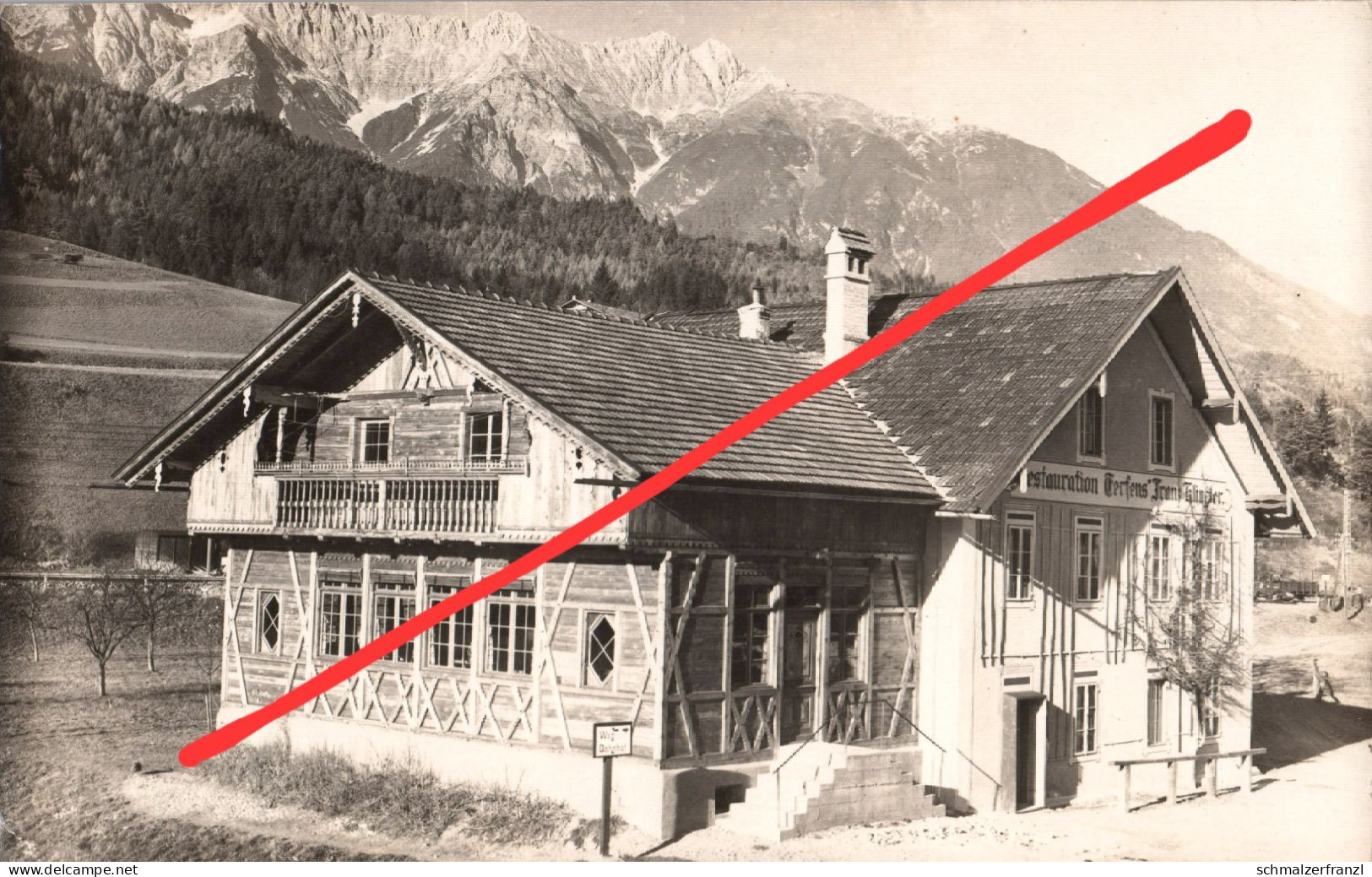 Foto AK Terfens Gasthof Restauration a Kolsaß Fritzens Weer Pill Vomberbach Vomp Wattens Schwaz Innsbruck Bahnpost Tirol