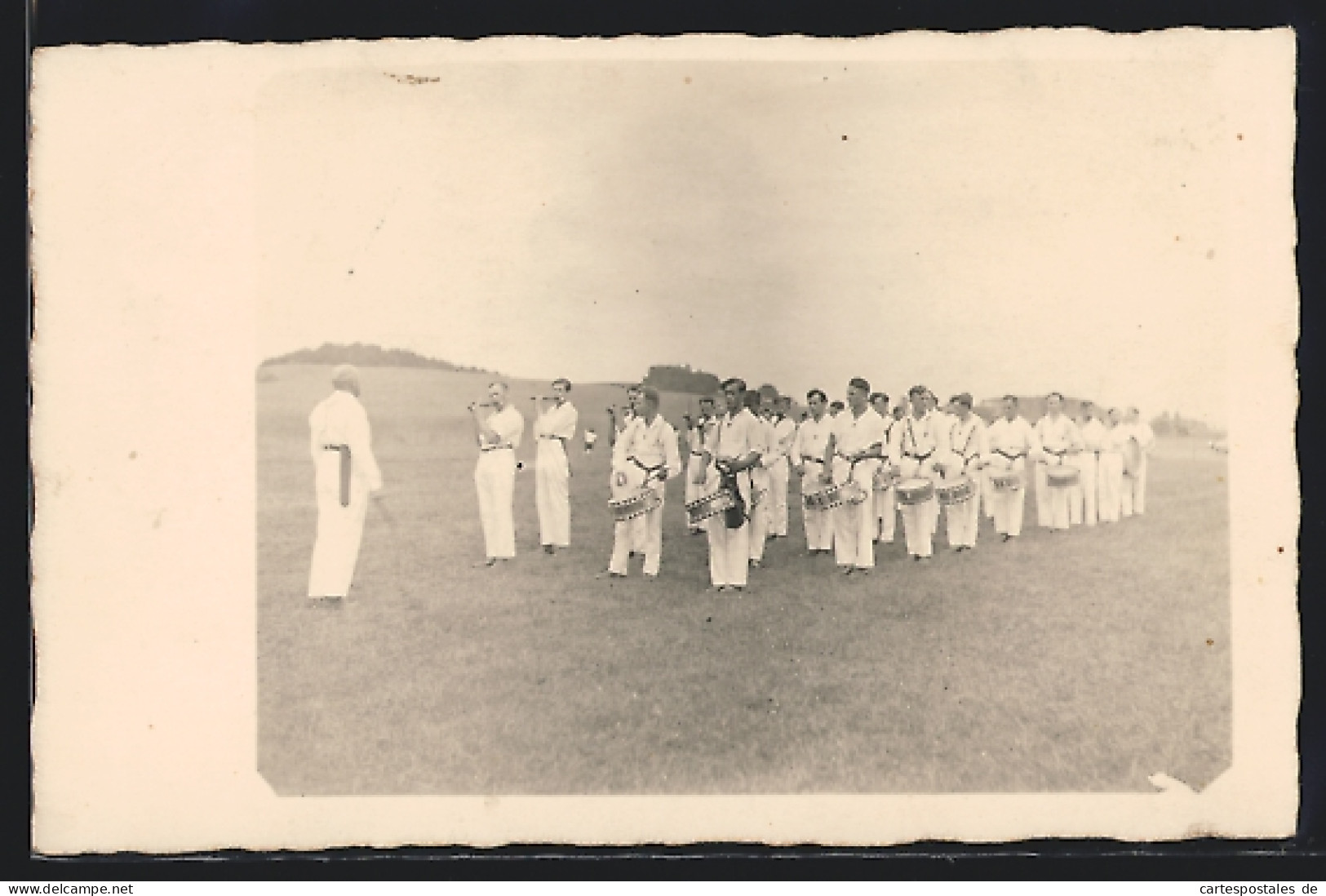 Foto-AK Volkersdorf /Dresden, Turnfest 1931, Formation mit Flöten und Trommeln