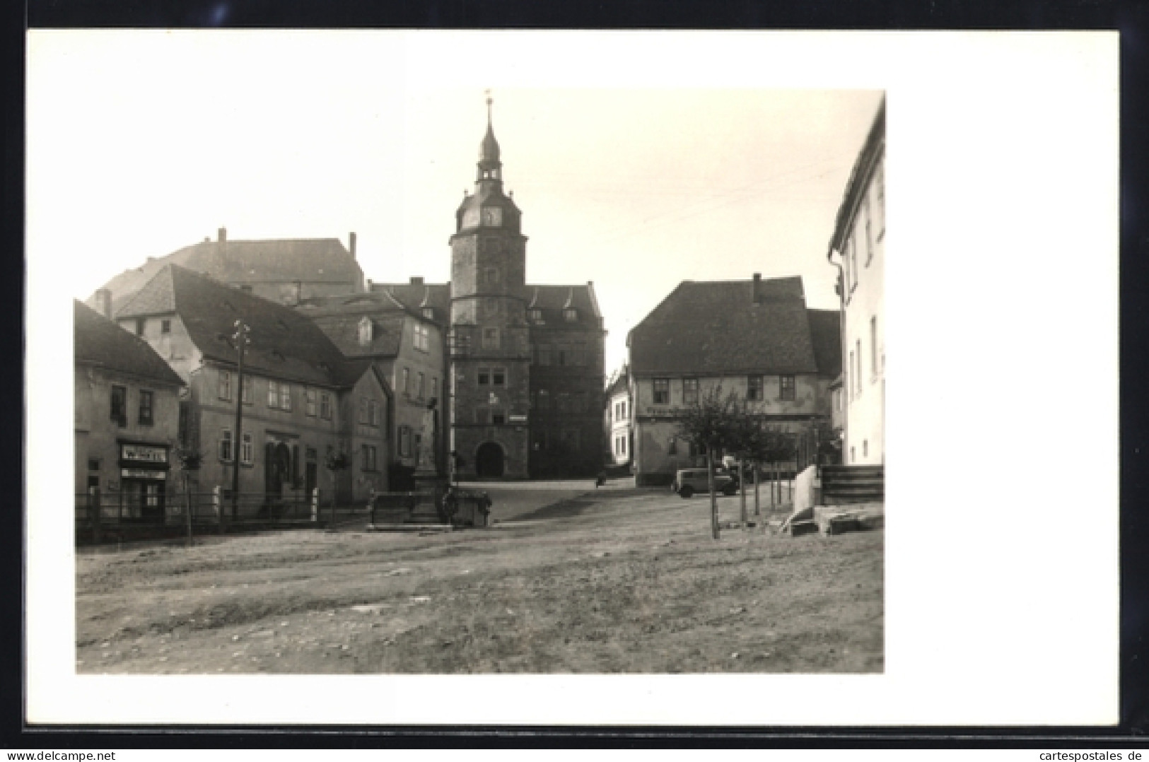 Foto-AK Wettin, Rathaus und Markt