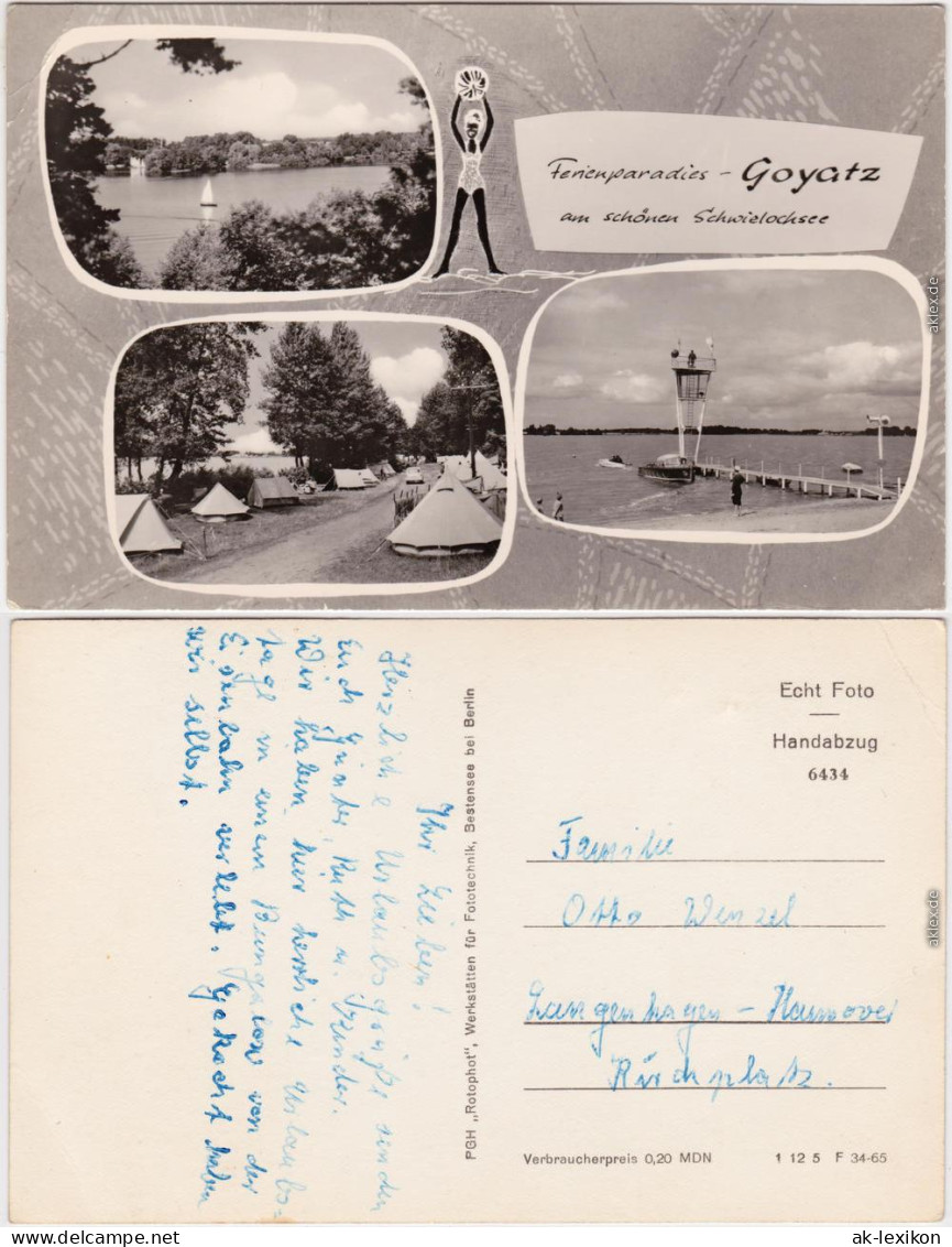 Foto Ansichtkarte Goyatz Schwielochsee Ferienparadies Goyatz 1965