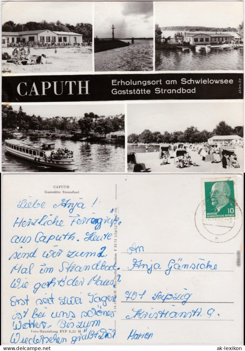 Foto Ansichtskarte Caputh Schwielowsee Gaststätte Strandbad 1972