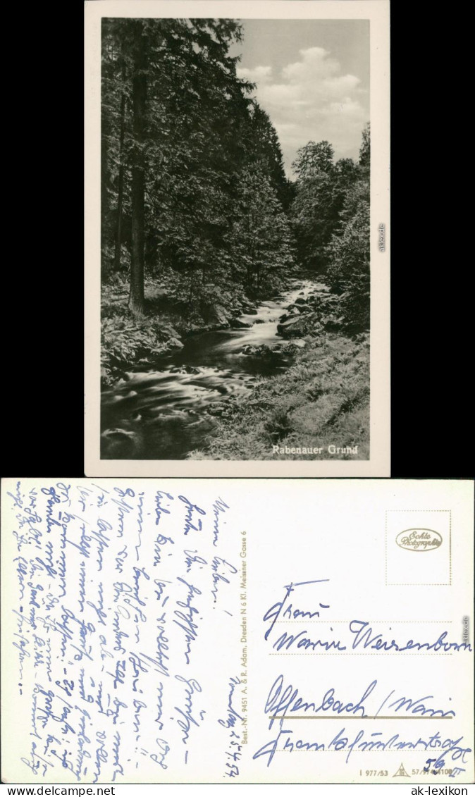 Foto Ansichtskarte Rabenau Partie am Rabenauergrund 1953