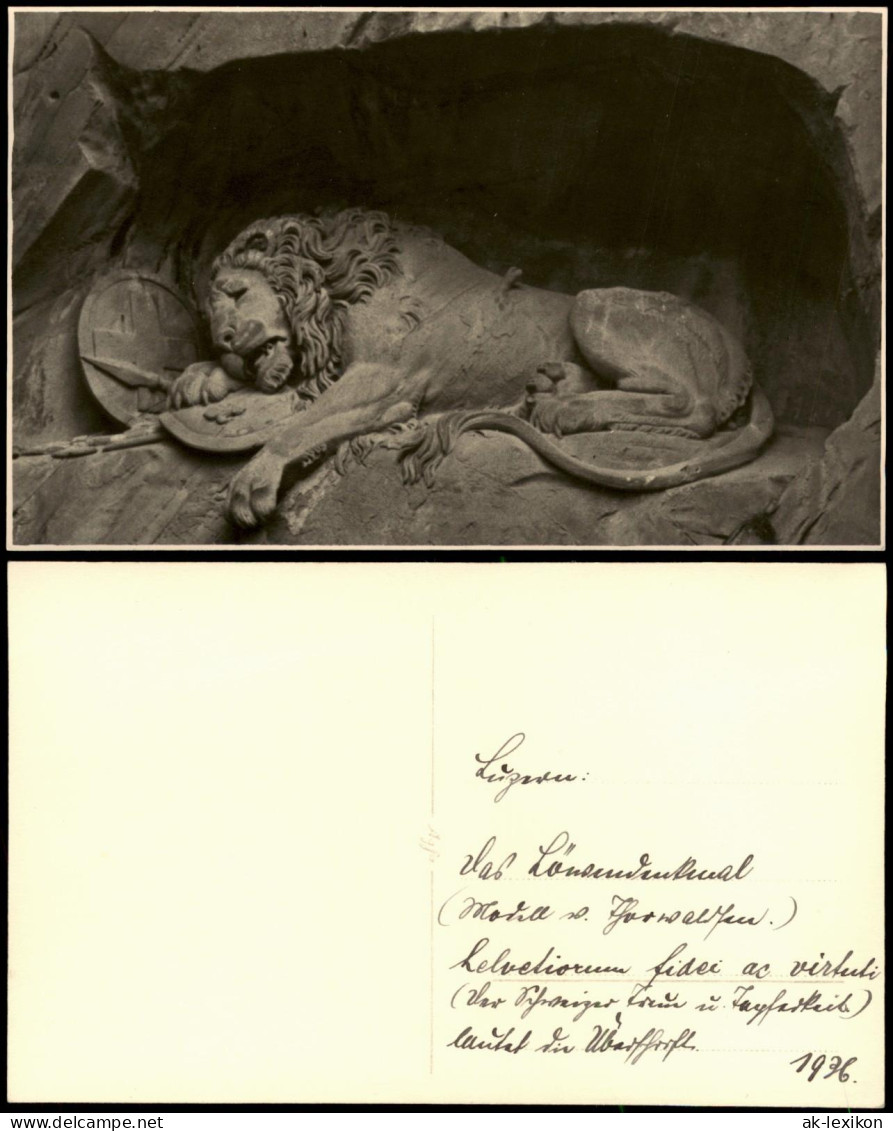 Foto Luzern Lucerna Löwendenkmal 1936 Privatfoto Foto
