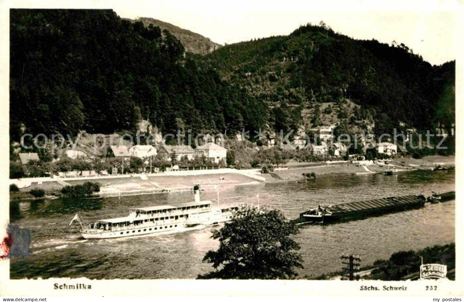 Foto Seidel M. Schmilka Nr. 232 Schmilka Seitenraddampfer