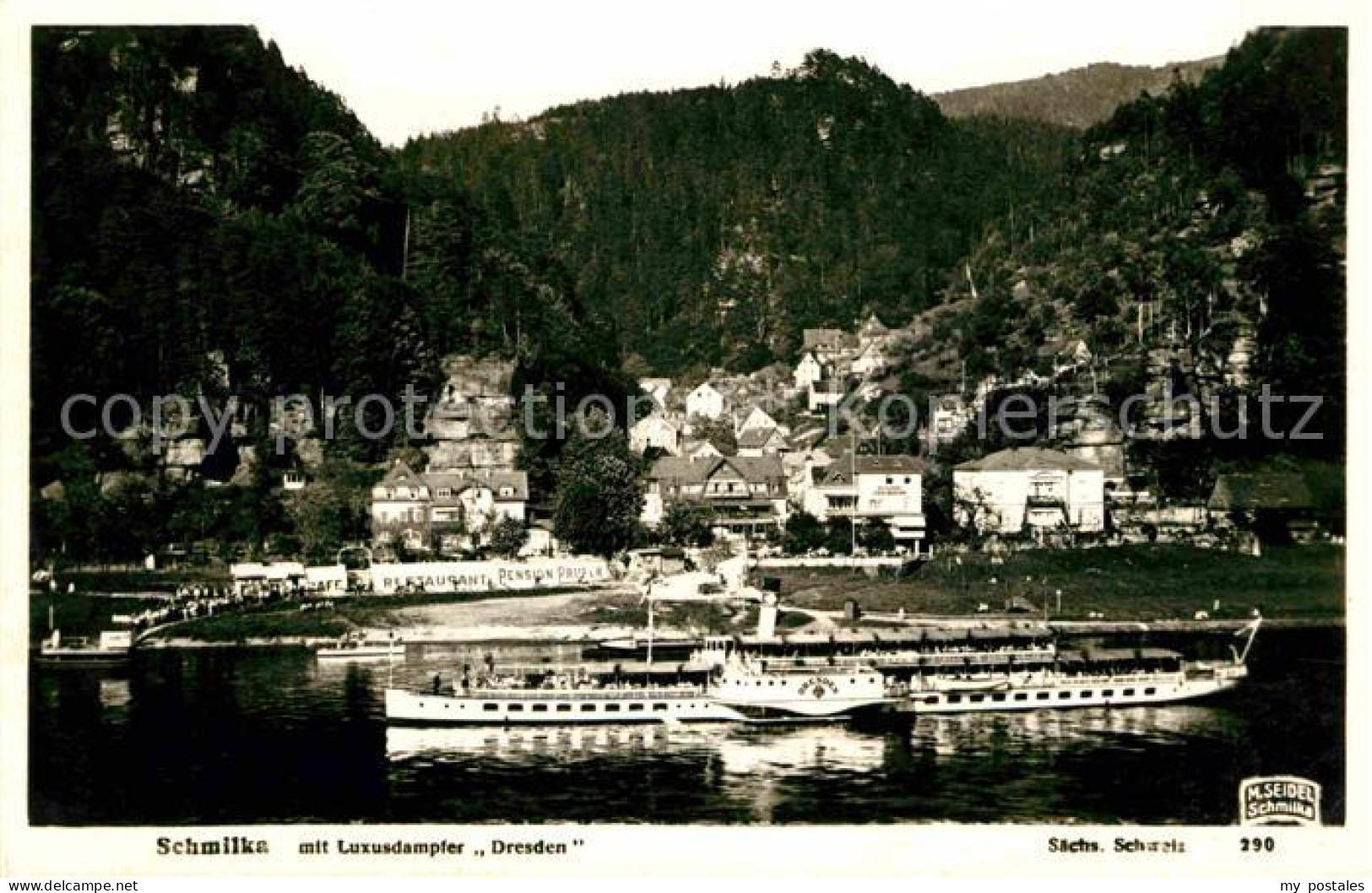 Foto Seidel M. Schmilka Nr. 290 Luxusdampfer Dresden Schmilka Restaurant Pruefer