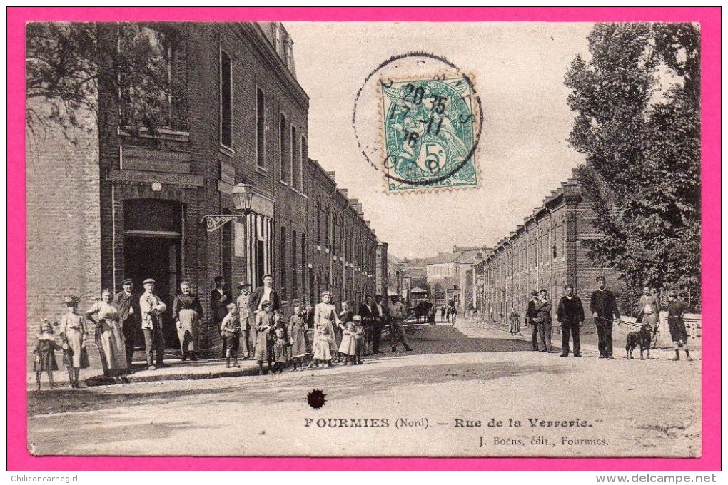 Fourmies - Rue de la Verrerie devant Verrerie - Belle Animation - 1906 - Édition J. BOENS à Fourmies