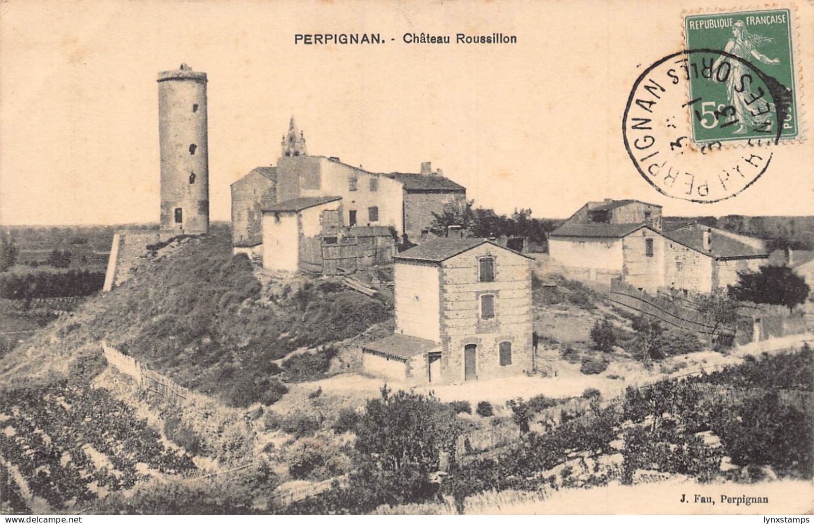 France 1913 Perpignan Chateau Roussillon vintage postcard