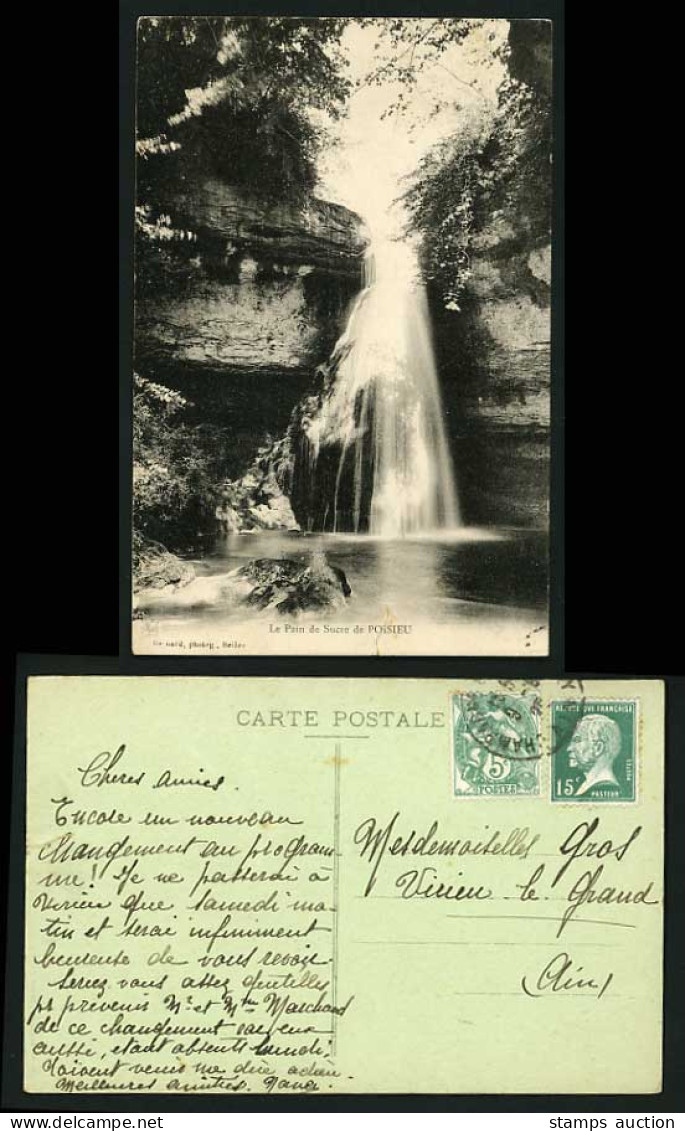 France 1925 PPC Waterfall Pain de Sucre de POISIEU Ain
