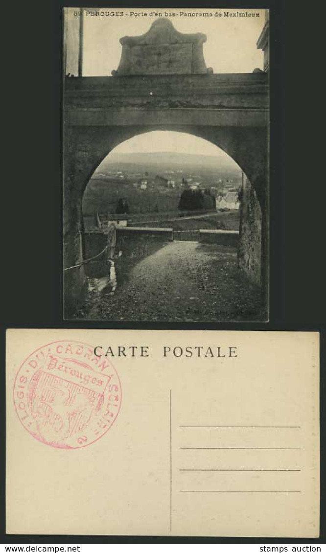 France Ain Old B/W Postcard PEROUGES Panorama Meximieux