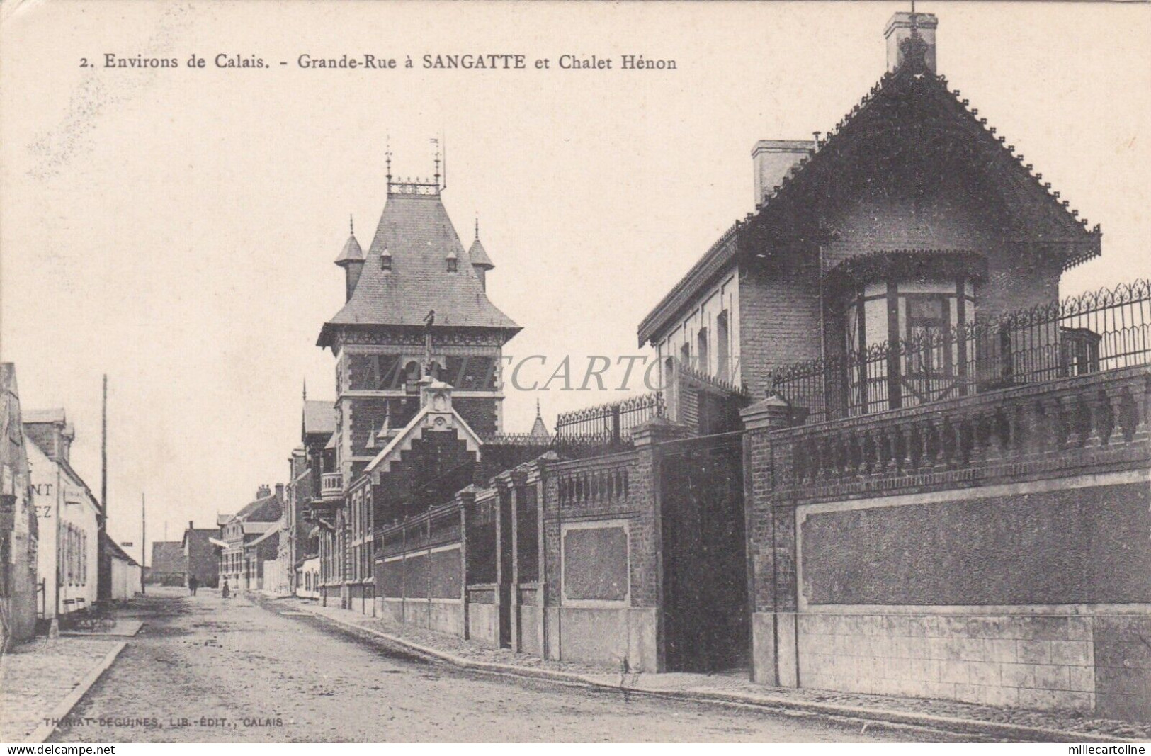 FRANCE - Calais - Grand Rue a Sangatte et Chalet Hénon