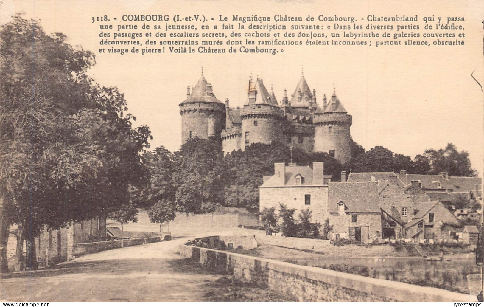 France Chateau de Combourg Castle vintage postcard