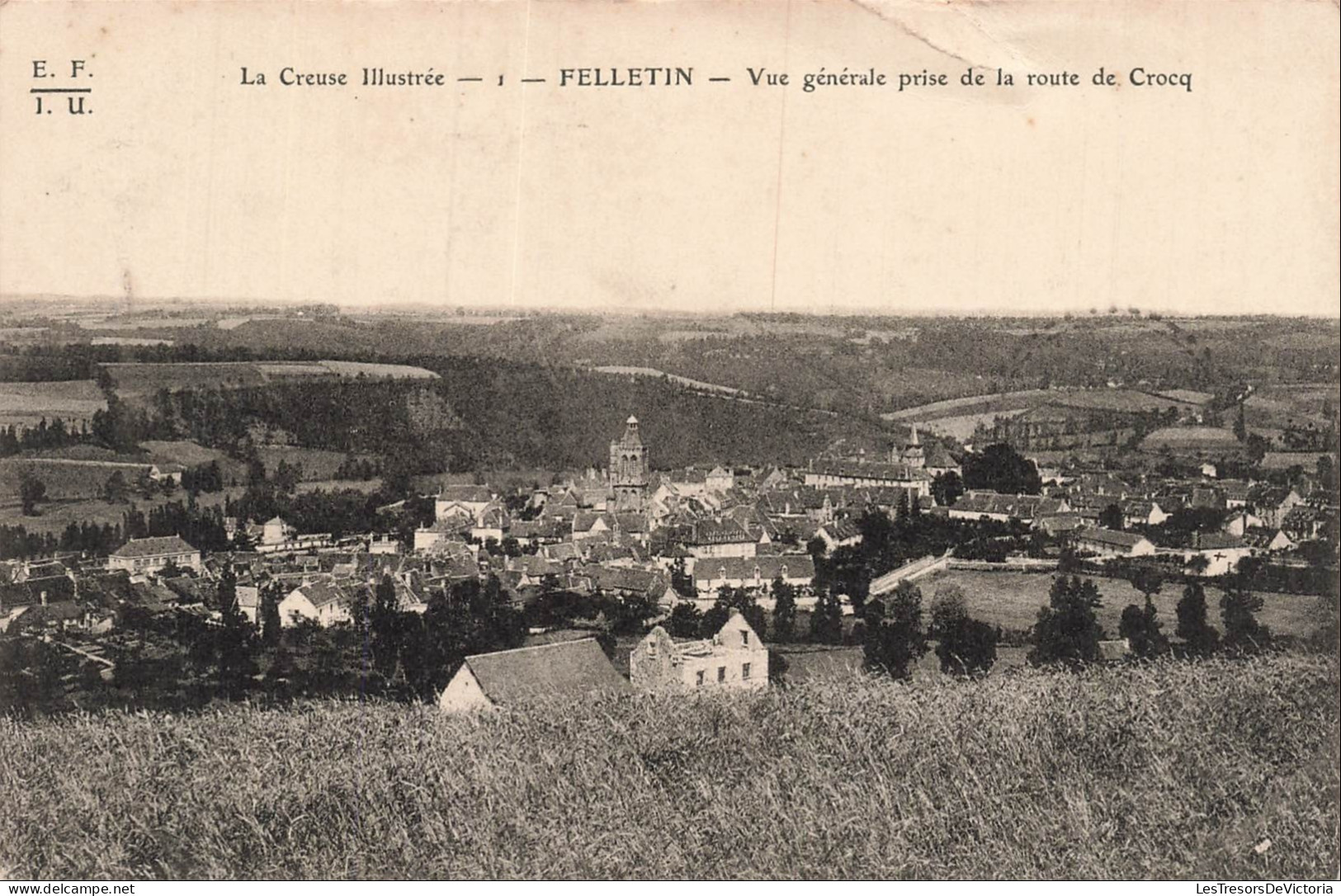 FRANCE - Felletin - Vue générale - Route de Crocq - Ville - Champs - CPA