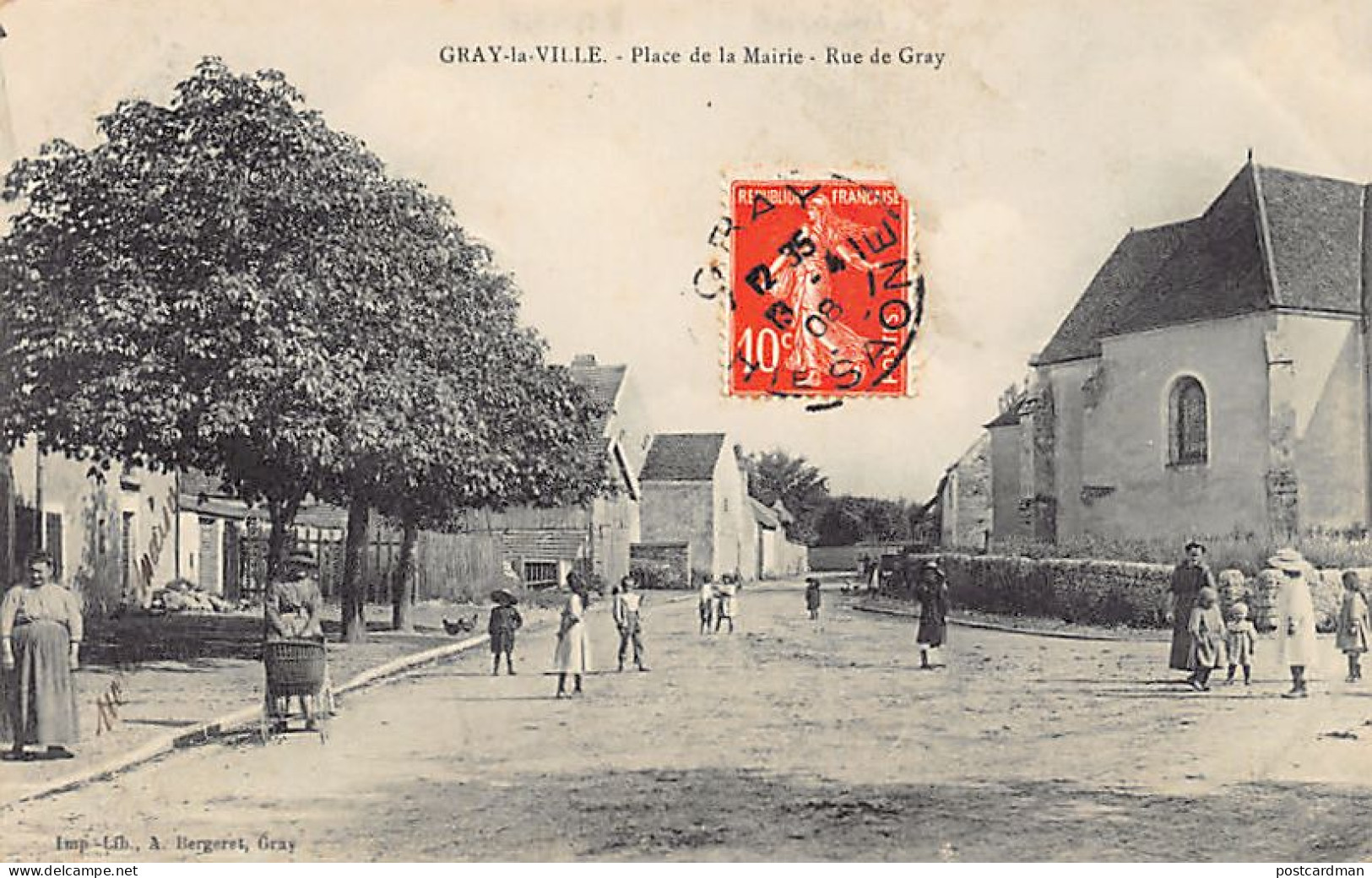 France - Gray-la-Ville (70) Place de la Mairie - Rue de Gray - Ed. A. Bergeret