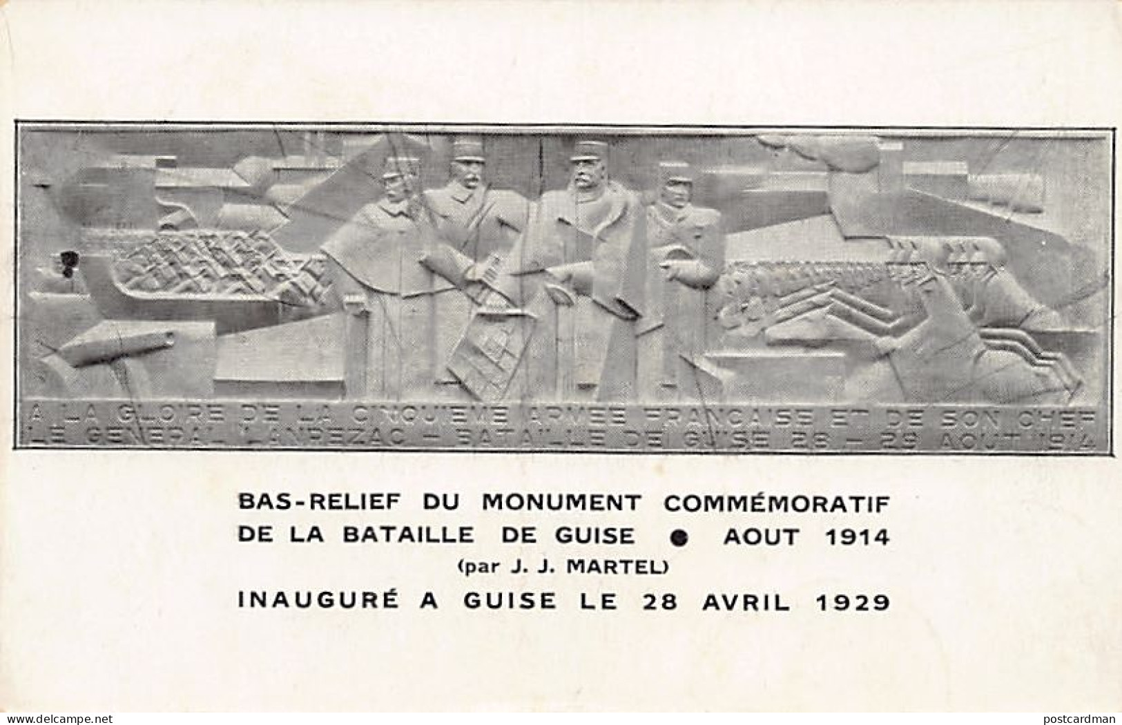 France - GUISE (02) Bas-relief du monument commémoratif de la Bataille de Guise (Août 1914)) Inauguration le 28 avril 19