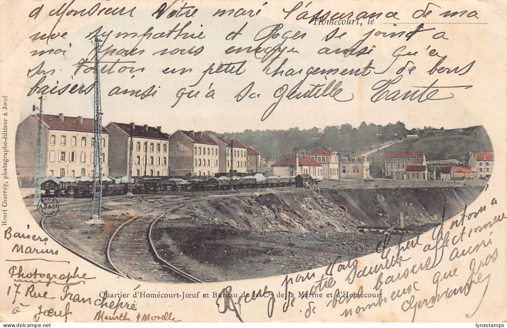 France Homecourt Quartier d'Homecourt Joeuf et Bureau Railway postcard B751
