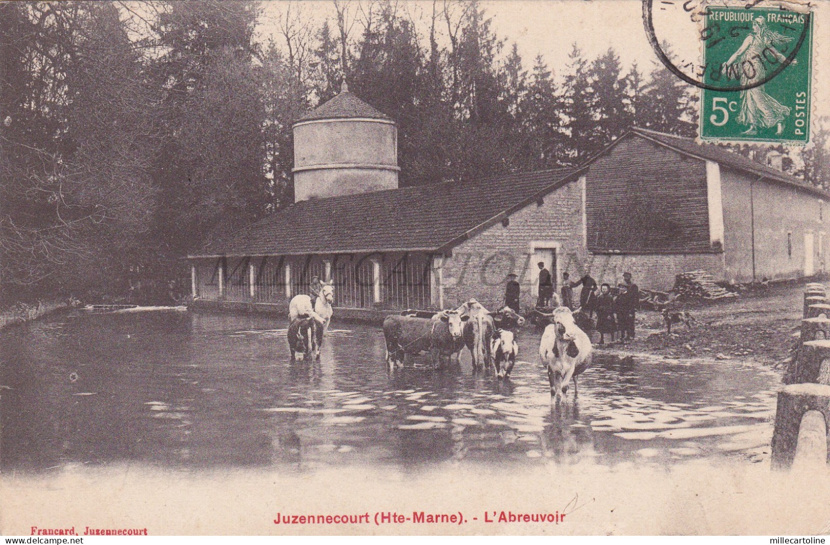 FRANCE - Juzennecourt, L'Abreuvoir, Postcard 1912