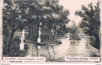 cpa LE HAVRE 76 Forêt de Montgeon - Le Lac - cachet Médrinal - Lithographie Gaston Lefèvre