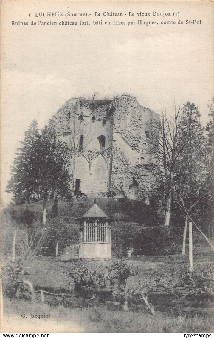 France Lucheux Chateau Donjon Ruins per Hugues vintage postcard