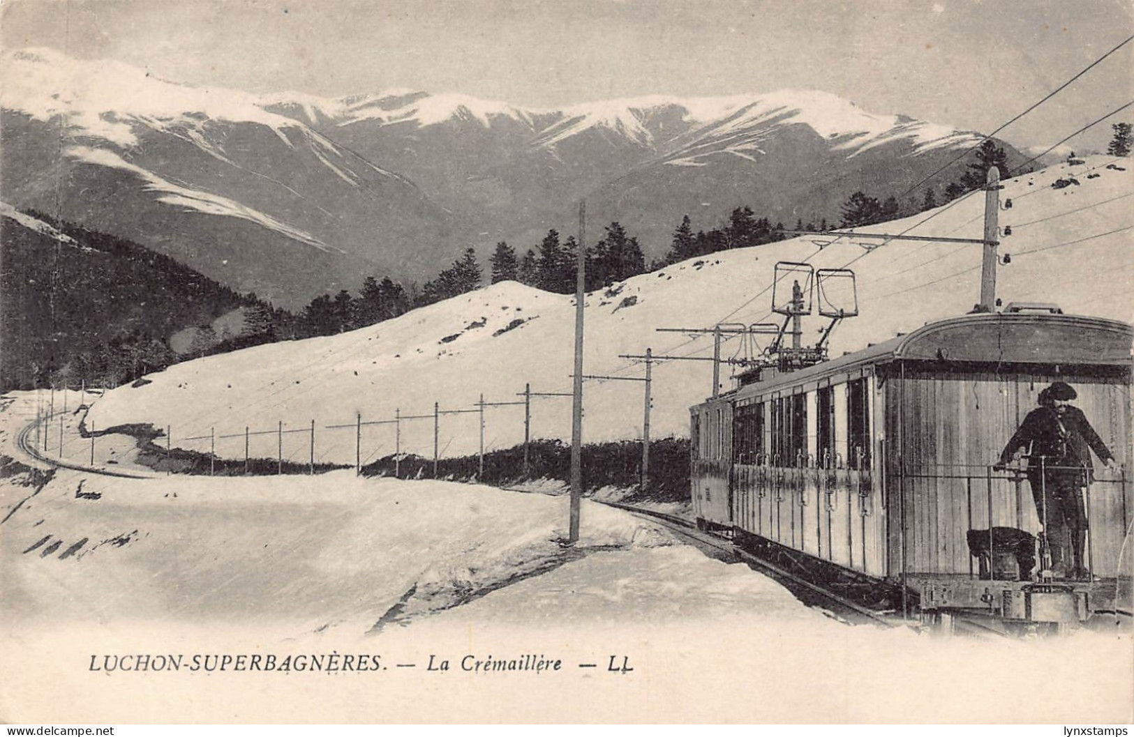 France Luchon Superbagneres Cremaillere Train Railway postcard C322