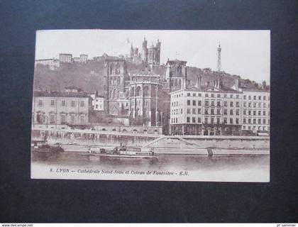 Frankreich 1924 Säerin AK Lyon Cathedrale Saint Jean et Coteau de Fourviere Bahnpost Stempel Grenoble A Lyon