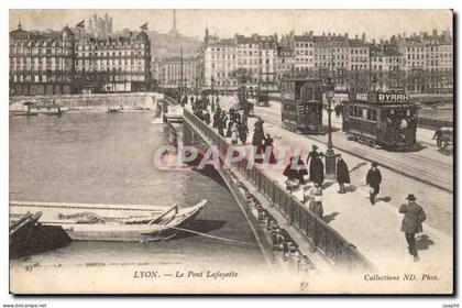 Lyon CPA Le pont Lafayette (tramways)