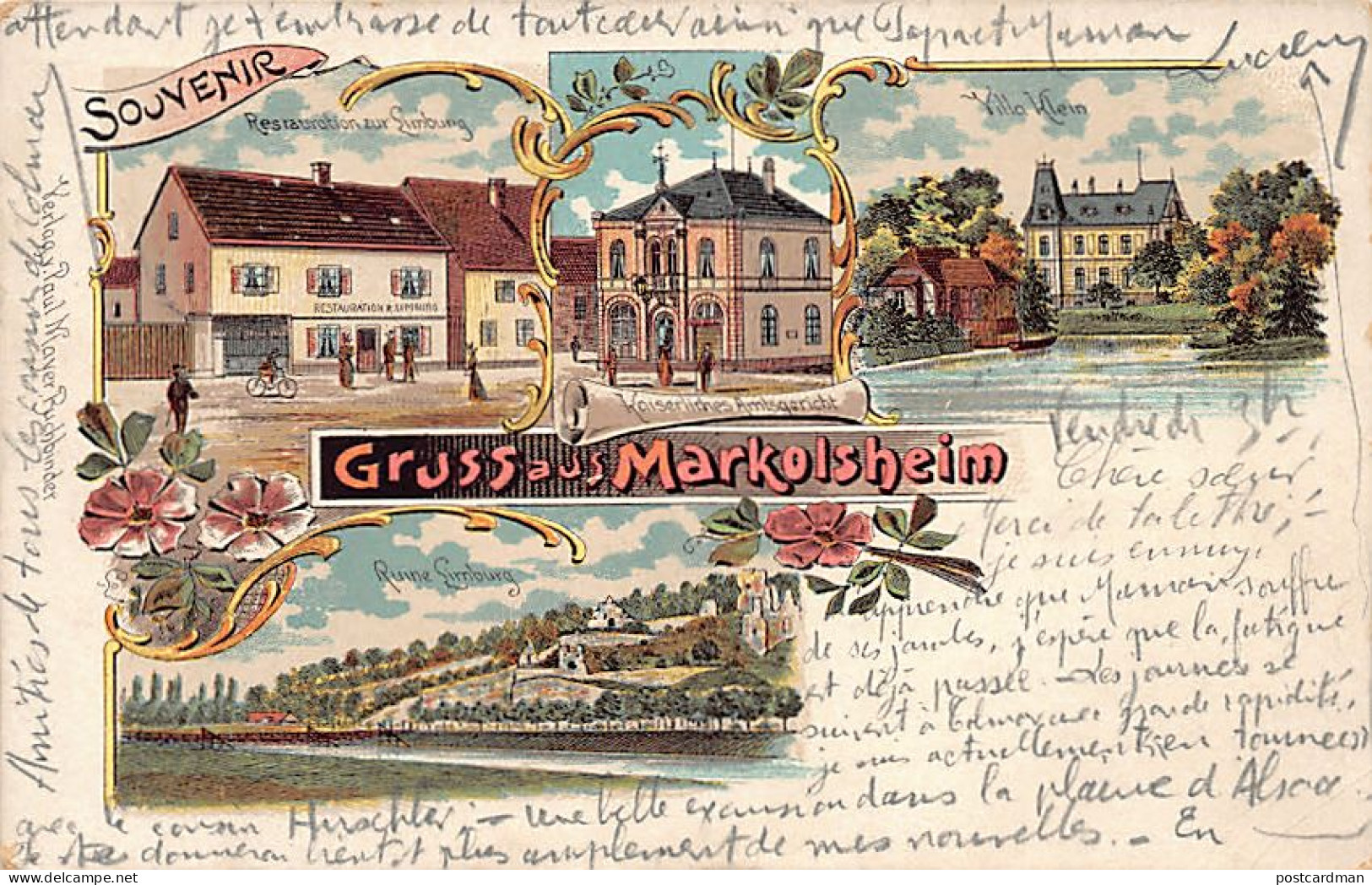 France - MARKOLSHEIM (67) Litho - Restauration zur Limbourg - Villa Klein - Ruine Limburg - Kaiserliches Amtsgericht
