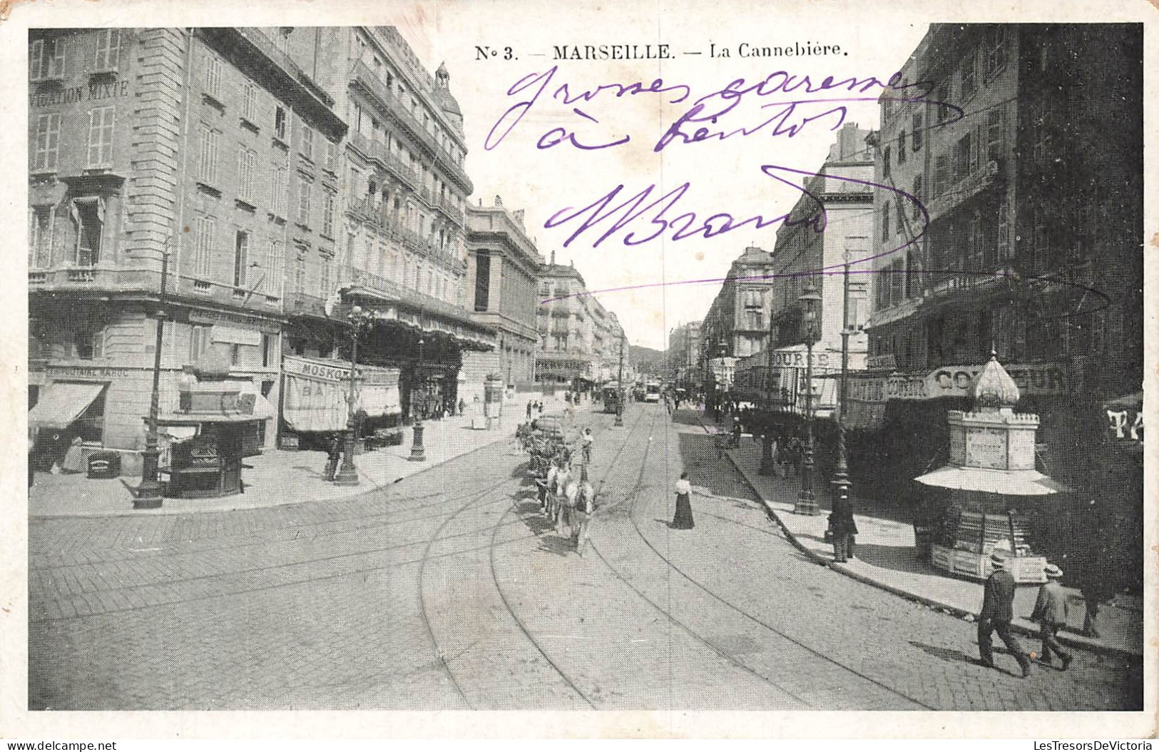 FRANCE - Marseille - Cannebiere - centre ville - chemin de fer - animé - edition C Marlière - Carte postale ancienne