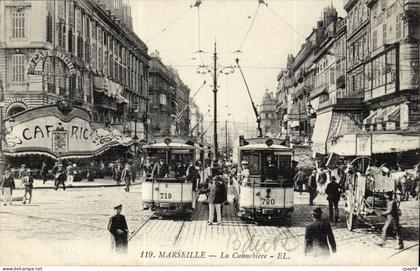 Marseille CPA La CAnnebiere (tramways)