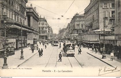 Marseille - La Cannebiere - Bourse Cafe - tramway - CPA