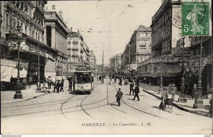 Marseille - La Cannebiere - Bourse Cafe - tramway - CPA