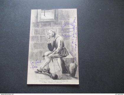 Frankreich um 1920 / 1930 Künstler AK Le Masque de Fer Stempel Prison du Chateau Marseille