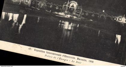 CPA Marseillais Exposition Internationale D'Electricite Palais De I'Energie 1908 la nuit