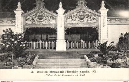 CPA Marseille Exposition internationale d electricite 1908 Palais de la Traction La nuit