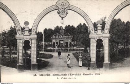 Marseille - Exposition Internationale d Electricite 1908 - Le Petit Bassin - CPA