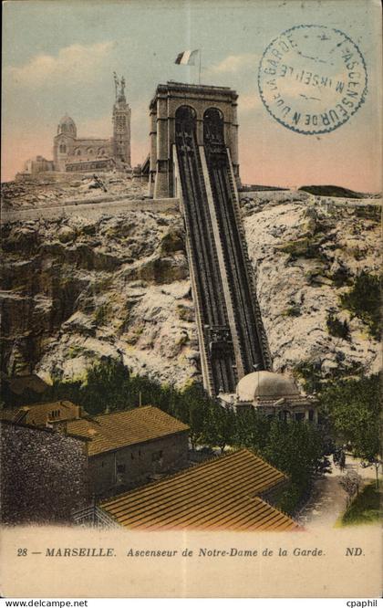 CPA Marseille Ascenseur de Notre Dame de la Garde