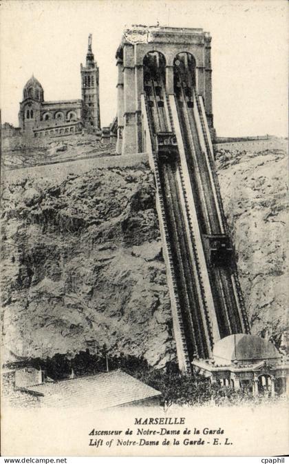 CPA Marseille Ascenseur de Notre Dame de la Garde