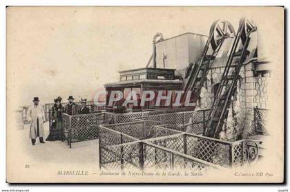 CPA Marseille Ascenseur de Notre Dame de la Garde la Sortie