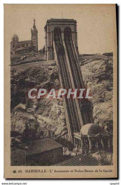 CPA Marseille L'Ascenseur et Notre Dame de la Garde
