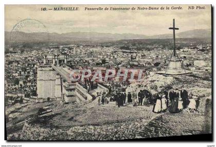 CPA Marseille Passerelle de l'ascenseur de Notre Dame de la Garde