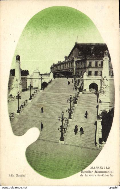 CPA Marseille Escalier Monumental de la Gare St Charles