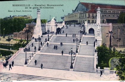 CPA Marseille Escalier Monumental de la gare St Charles