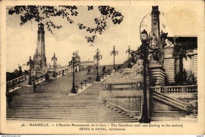 Marseille -L'Escalier Monumental de la Gare - CPA