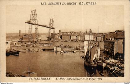 Marseille CPA Le pont transbordeur et le vieux port