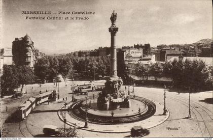 CPA Marseille Place Castellane Fontaine Cantini Et Le Prado Tramway