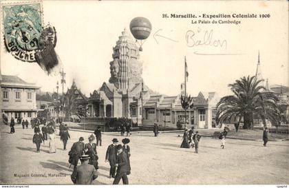 Marseille - Exposition Coloniale 1906 - Le Palais de Cambodge - Ballon - CPA