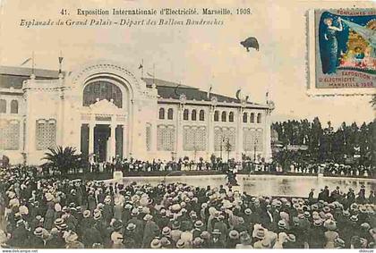 13 - Marseille - Exposition Internationale d'Electricité de 1908 - Esplanade du Grand Palais - Départ des Ballons Baudru