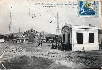 Bouches du Rhône - Marseille - Exposition Internationale d'Electricité - La Télégraphie sans Fil - Carte pour Le Vigan