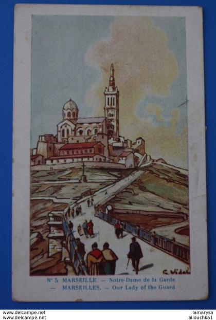 Notre-Dame de la Garde,Marseille-montée sans ascenseur-CPA-Carte Postale[13]Bouches-du-Rhône-logo publicitaire:religieux