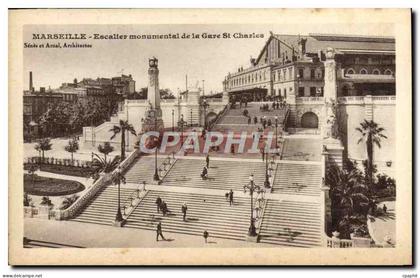 CPA Marseille Escalier Monumental de la Gare St Charles